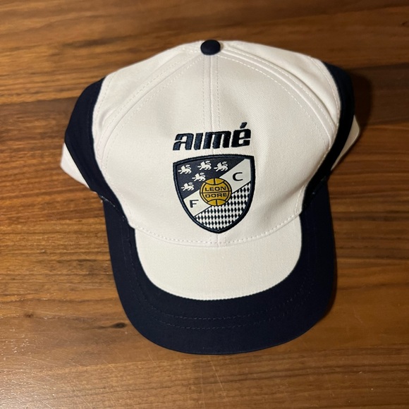 Aime Leon Dore ALD Team Leon Logo Soccer Hat Cap in White / Navy Blazer SnapBack